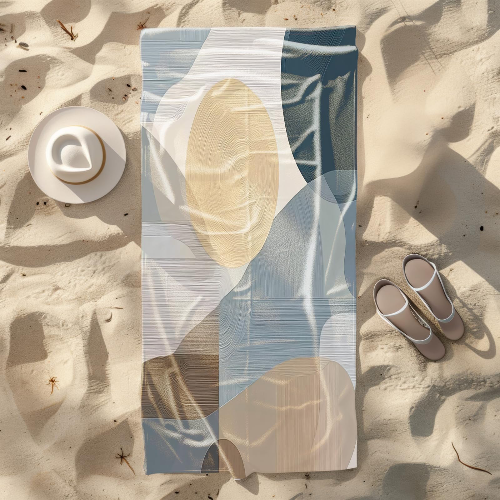 Telo Mare Microfibra 210x230 Grigio Chiaro Astratto Telo Spiaggia Grande Antisabbia,XXL Asciugamano Mare, Asciugatura Rapida, Stuoia Spiaggia Leggero E Portatile