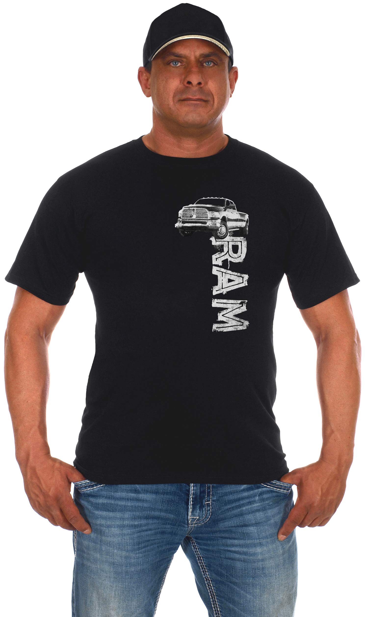 JH Design Men's Dodge Ram Logo T-Shirt Short Sleeve Black Shirt
