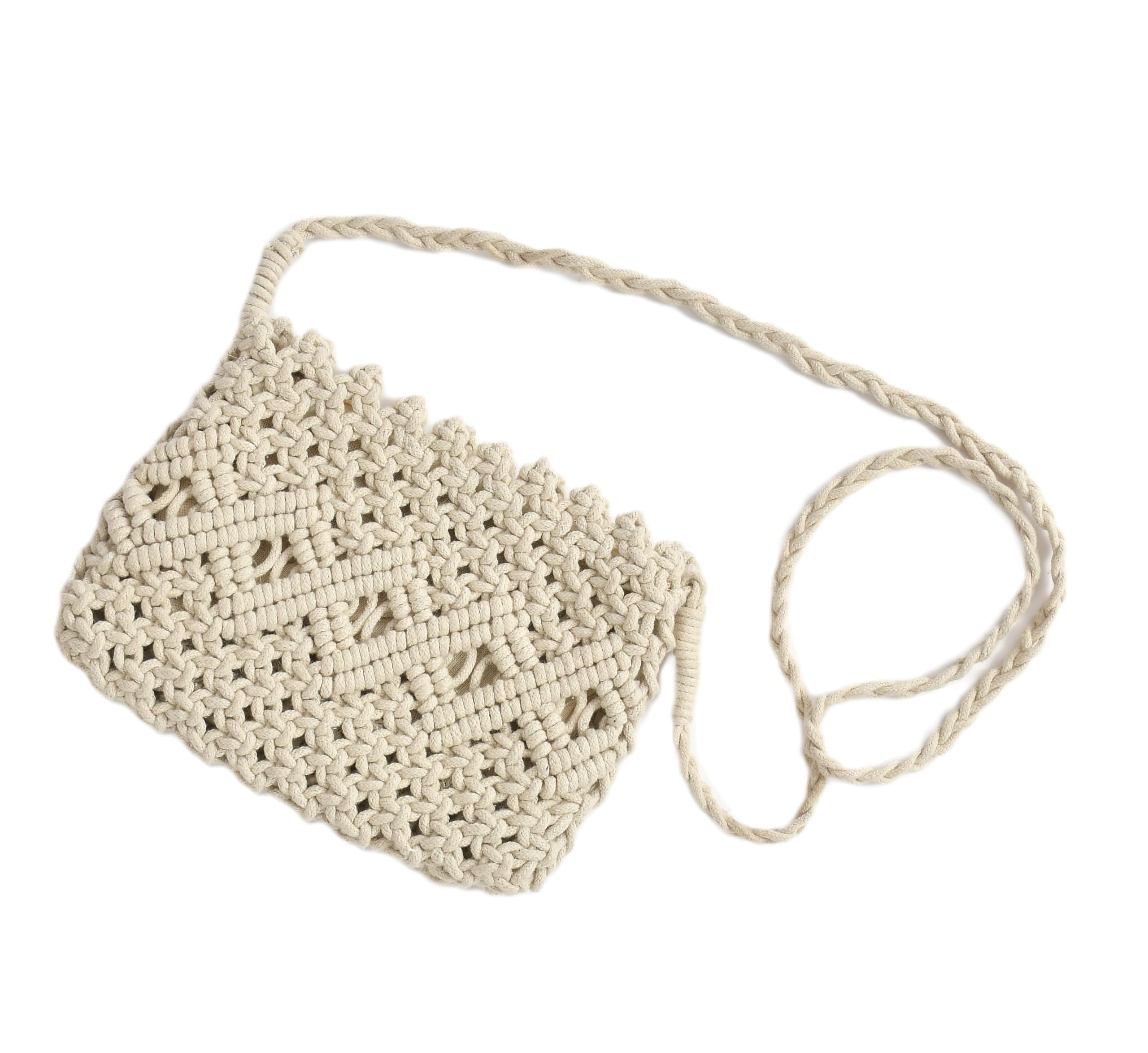 YaAkholic Off-White Macrame Flap Over Sling Bag For Womens And Girls with Zipper (B0CV15B4D4) Amazon Price History, Amazon Price Tracker