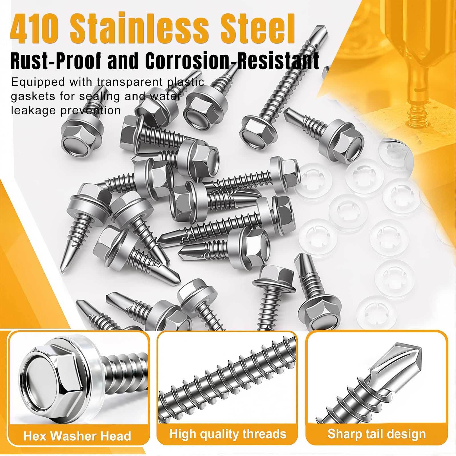Self-Tapping Stainless Steel Screws - 250 Pack -3