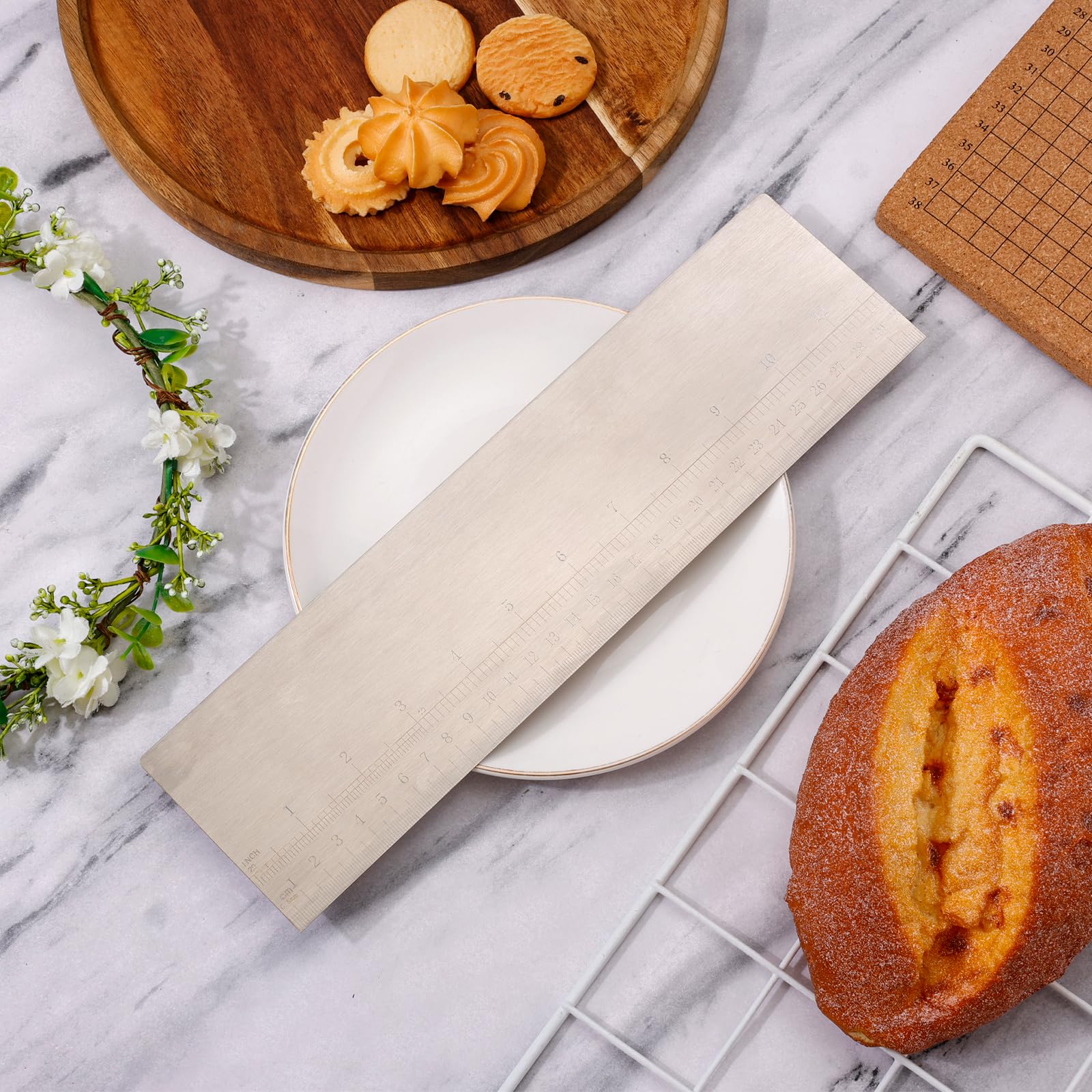 Raschietto Per Torte In Acciaio Inossidabile - 30 Cm Con Scala E Pettine Per Decorazione - Foto 5