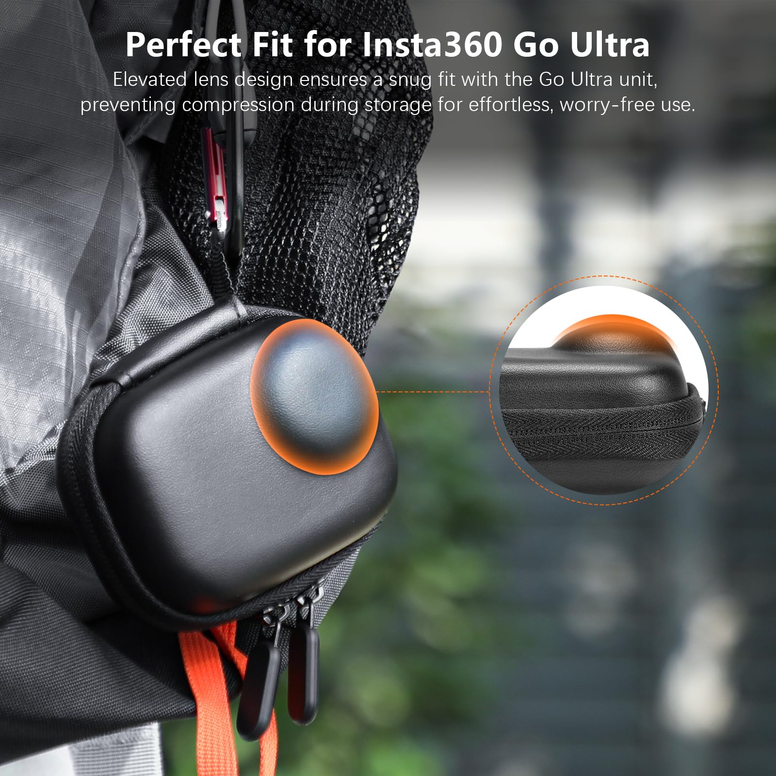 AMAZEAR Custodia da Trasporto per Accessori Insta360 GO Ultra - Borsa da Viaggio Compatta in Pelle Rigida con Interno Morbido, Protezione e Organizzazione,Nero