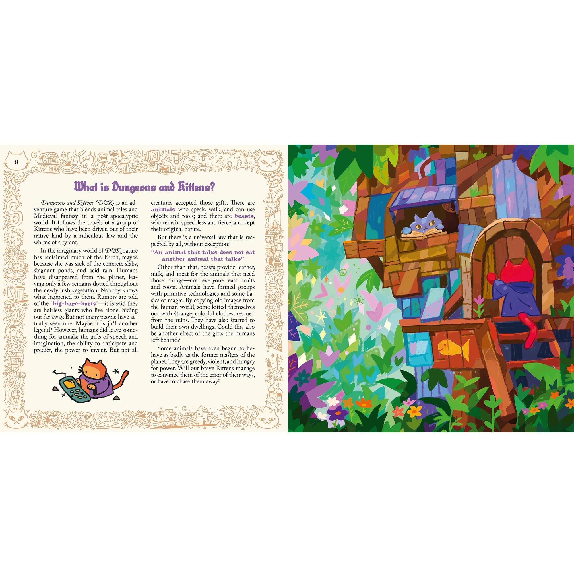 Asmodee Jeu de rôle Donjons et Chatons – Jeu de rôle Fantastique pour Animaux dans Un Monde médiéval Post-apocalyptique sain, Plaisir en Famille pour Enfants et Adultes, à partir de 8 Ans, 2 à 6
