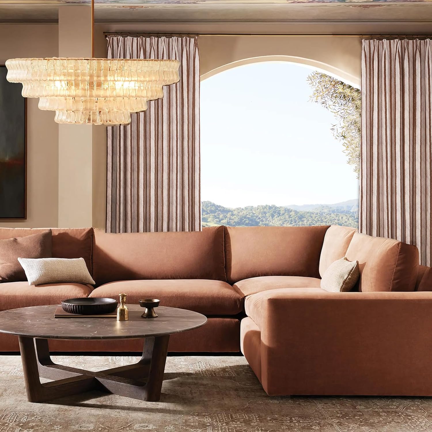 Coffee White Striped Pinch Pleated Curtains 50 Width 90 Inch Long Classic Printed Light Filtering Drapes Suitable for Living Rooms and Bedrooms