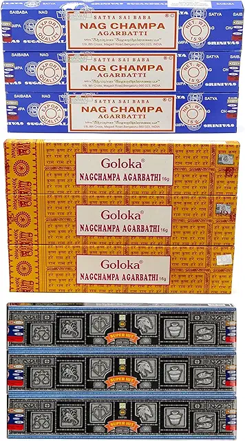 Lote de Inciensos Nag Champa: Goloka + Satya Super Hit + Satya
