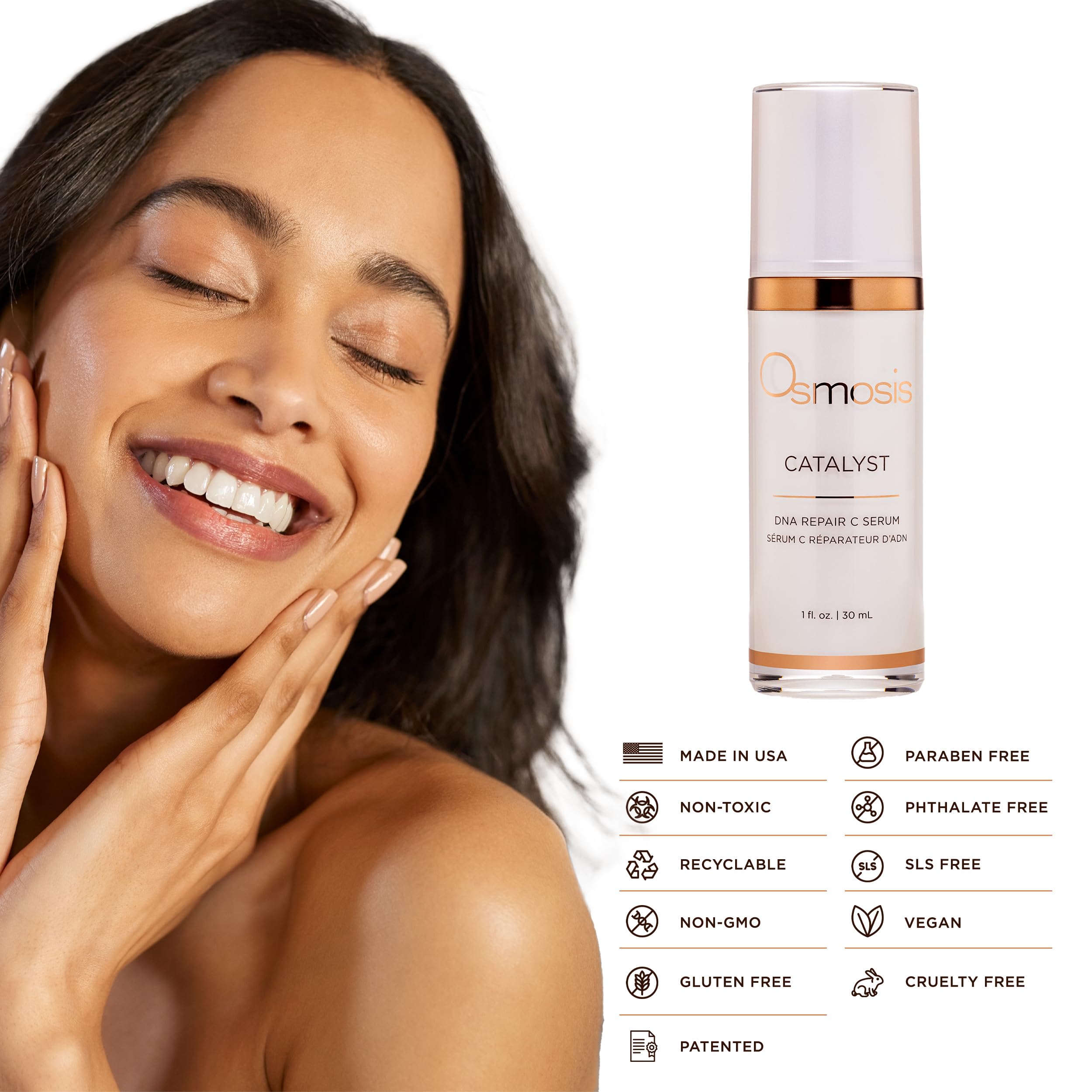 Osmosis CATALYST DNA Repair C Facial Serum to Boost Collagen, Improve Tone and Texture for Aging, Pigmented, Dry, Blemish-Prone Skin, 1 oz