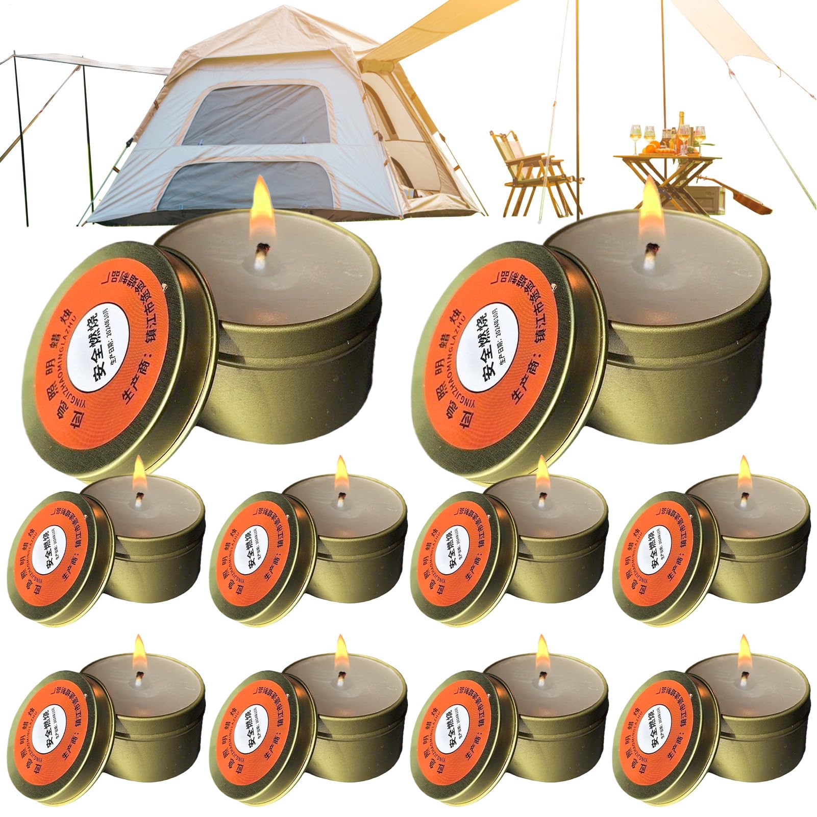 Bougies Urgence - 30 Heures Résistantes Vent & Sans Fumée | Lot De 10 Bougies Survie En Boîte Métal | Pour Pannes Électriques, Camping & Kits Secours, Étanche, Inodore Et Portable Bougies Urgence - 30 Heures Résistantes Vent & Sans Fumée | Lot De 10 Bougies Survie En Boîte Métal | Pour Pannes Électriques, Camping & Kits Secours, Étanche, Inodore Et Portable