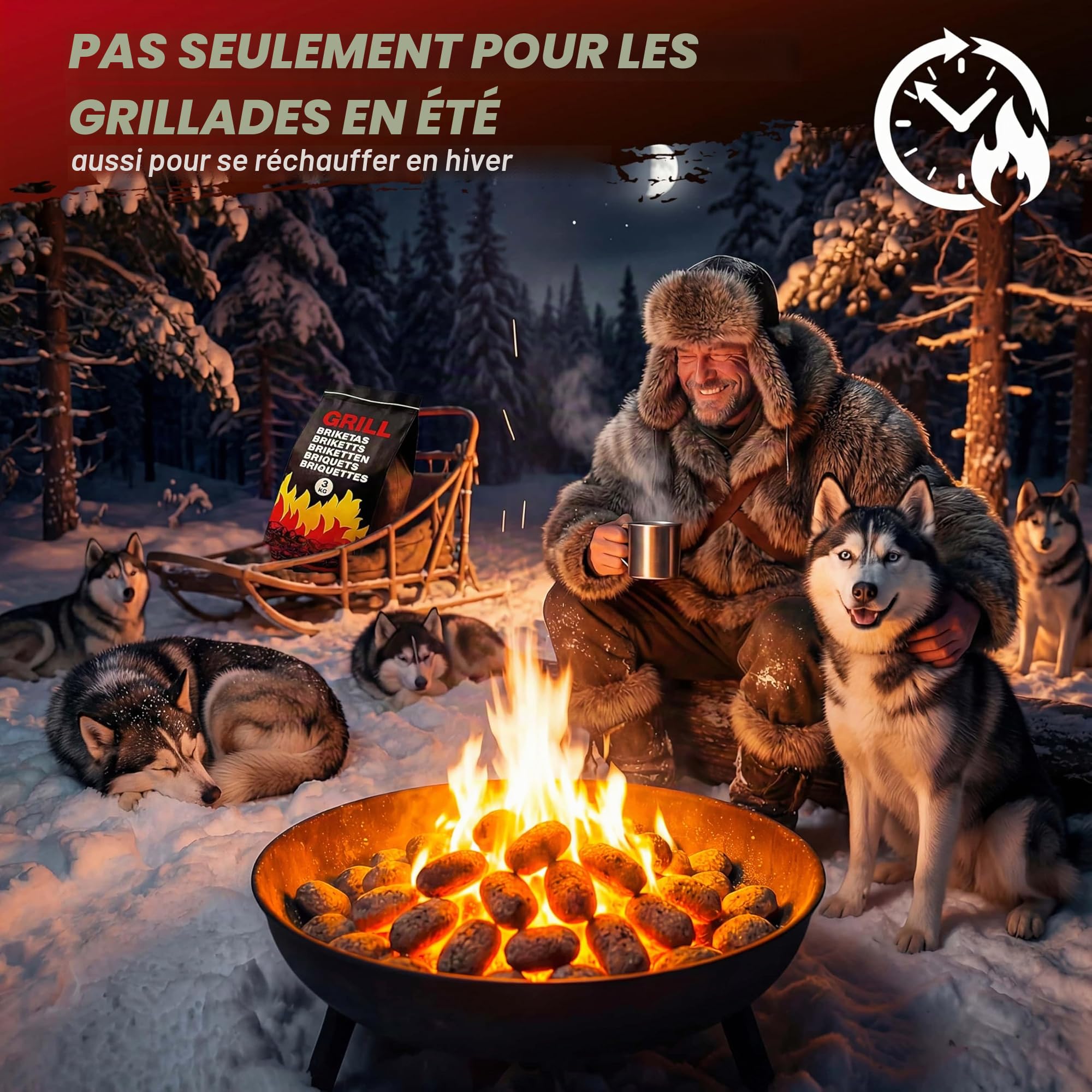 DEUBA® Briquettes de Charbon de Bois 27kg 9x3kg briquettes Bois Longue durée Barbecue BBQ braises Durable Grill briquets Charbon Bois Facile à Allumer