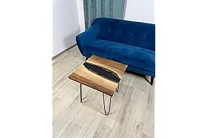Live Edge Epoxy Resin River Table, Natural Wood, Walnut wood Table