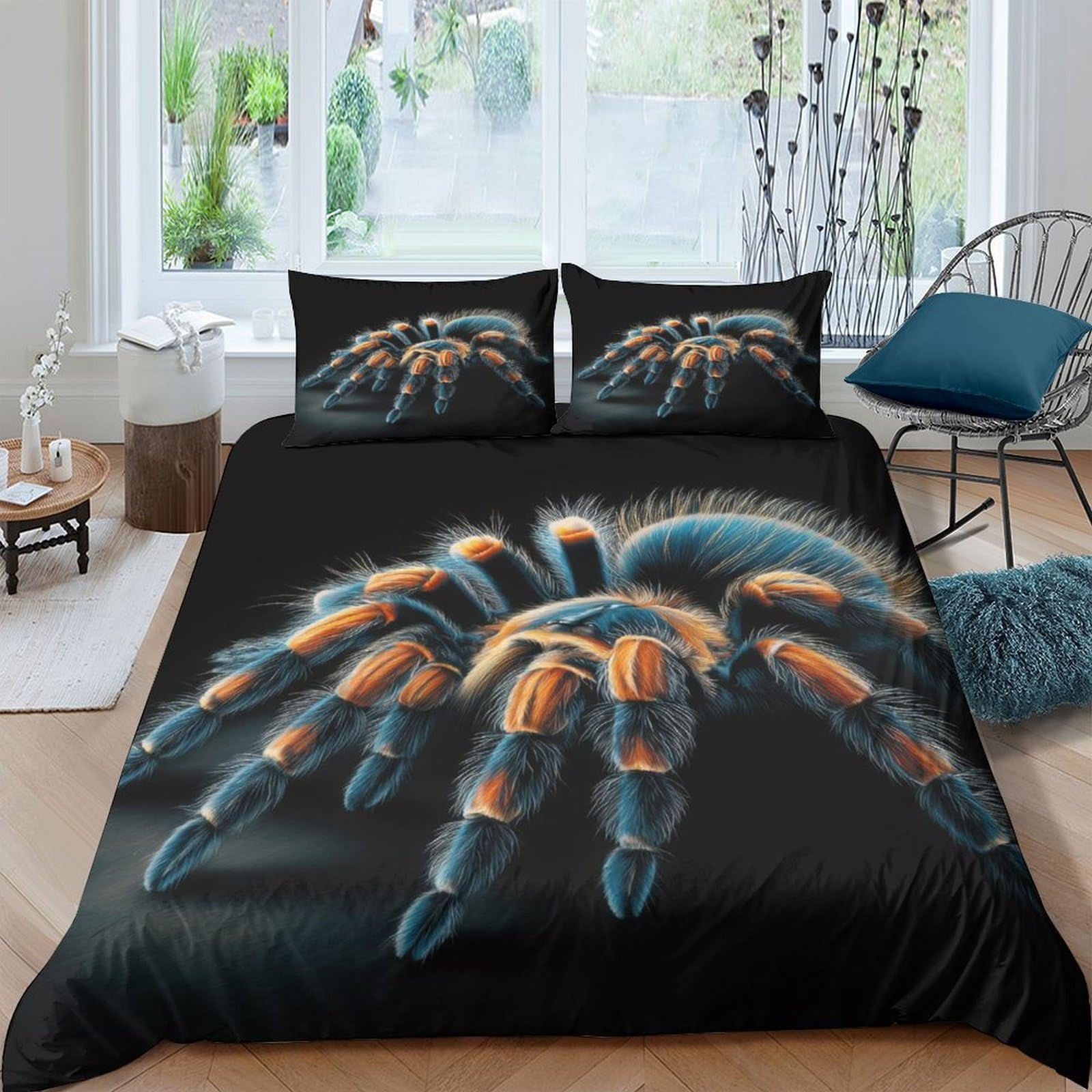 Ctjqhvkz Style-3 3D Printed Tarantula Fitted Sheet Microfiber Soft Breathable Spider Bed Cover For Bedroom Dorm Mattress Protection Decor Single（135X200cm）