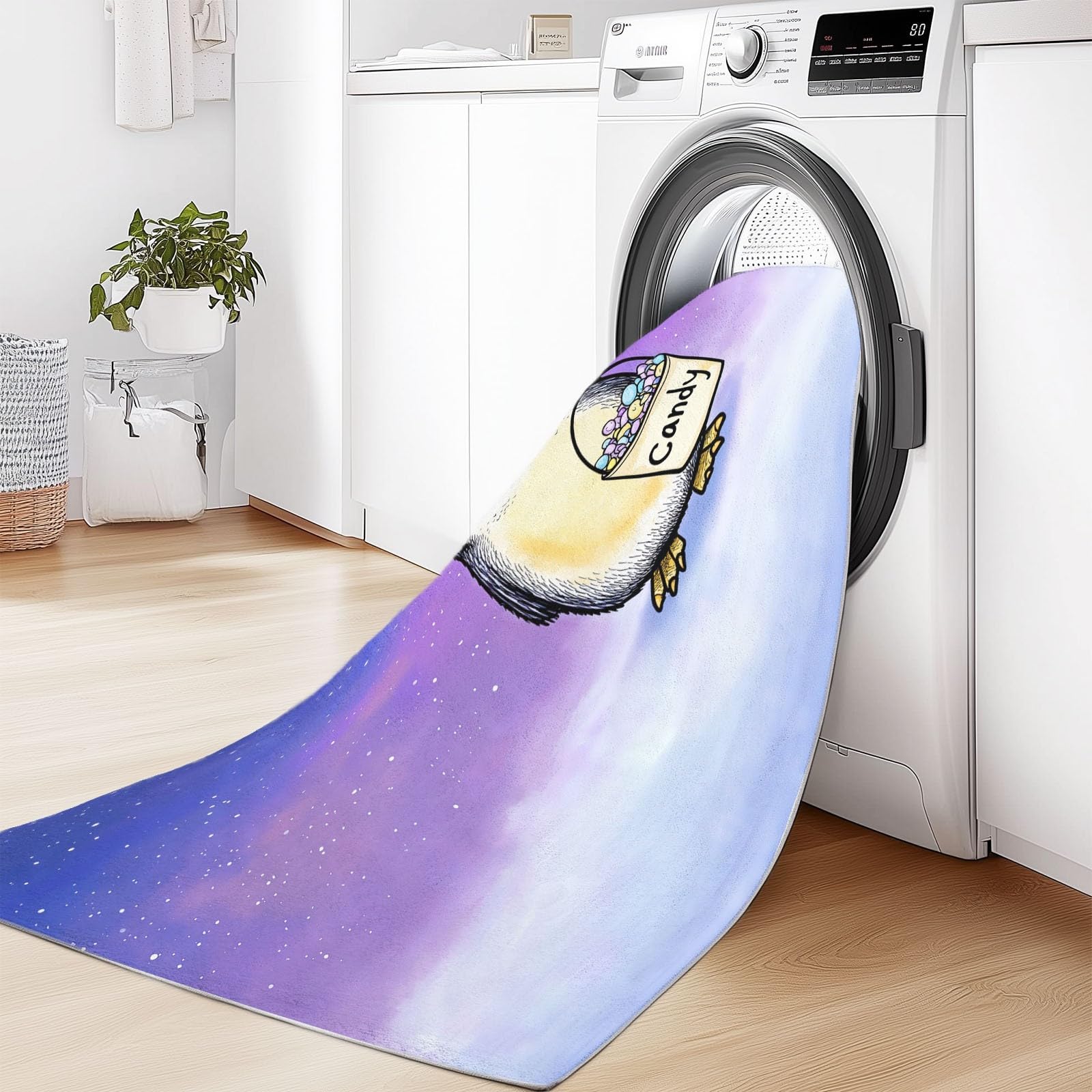 Alfombra lavable con diseño de animales de dibujos animados, diseño de pingüino, 120 x 170 cm, suave, antideslizante, lavable, fácil de limpiar, para habitación de los niños, cocina