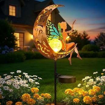 ZKLiLi Outdoor Solar Fairy Garden Light Garden Fairy Decor Waterproof Lantern Decorations for Patio Yard Porch Lawn Pathway Walkway Statues Decor Gifts for Mother Grandmother and Women [Energy Class A]