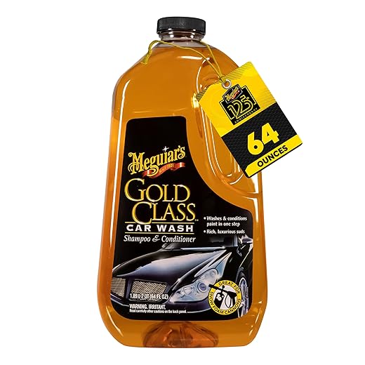 Meguiar's Gold Class Car Wash, Rich Foaming Car Soap for Bucket Wash or Foam Cannon Use, Safe on All Paints, Adds Glossy Shine, Gifts for Car Lovers or Car Guy Gifts for Men, 64 Oz