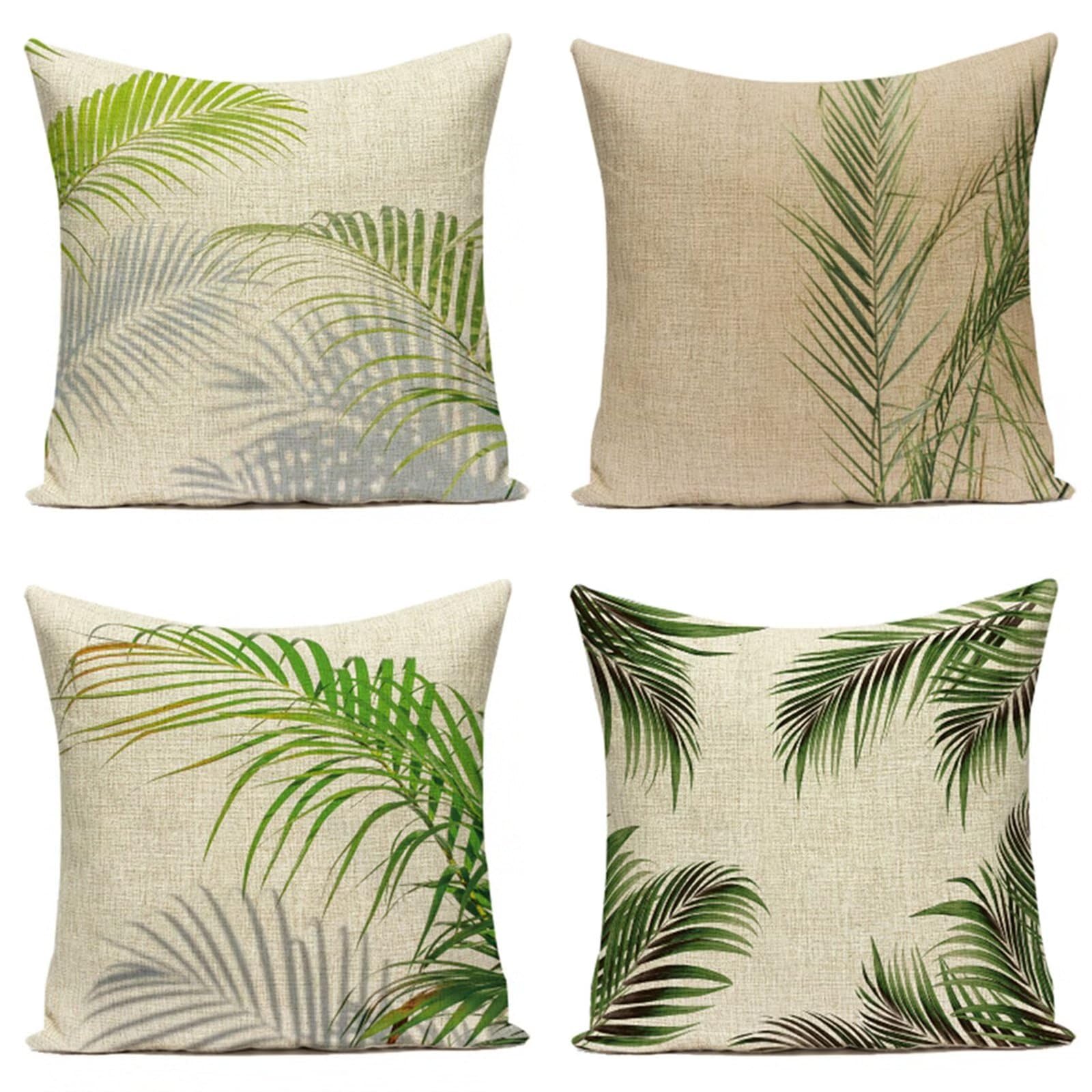 Grün Kissenbezug 50 x 50 cm Sofakissen Super Weich Kopfkissen 4er Set Sommer Kissen Deko Kissenhülle mit Unsichtbarem Reißverschluss Kopfkissenbezug Kissen für Gartenmöbel Schlafzimmer WohnzimmerA252