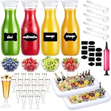 41 Pcs Mimosa Bar Supplies Includes 34 oz Carafes for Mimosa Bar Inflatable Ice Serving Bars Champagne Flutes Serving Tongs Bowls Stickers for Summer Party Supplies