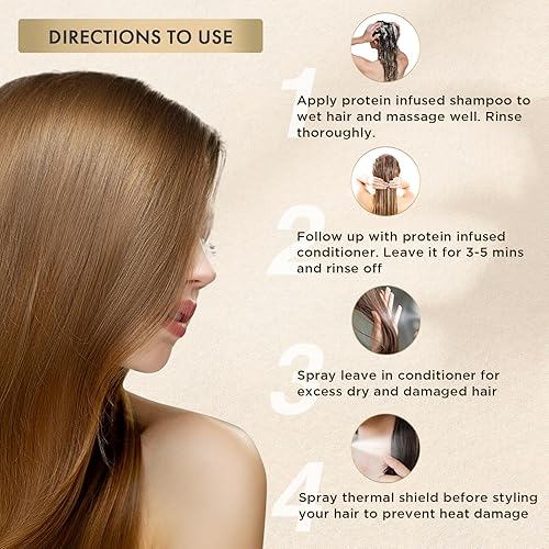 Miniatura 5 de Moehair Kit de viaje para el cuidado del cabello  Paquete de champú y acondicionador con infusión de proteínas, escudo térmico y acondicionador sin