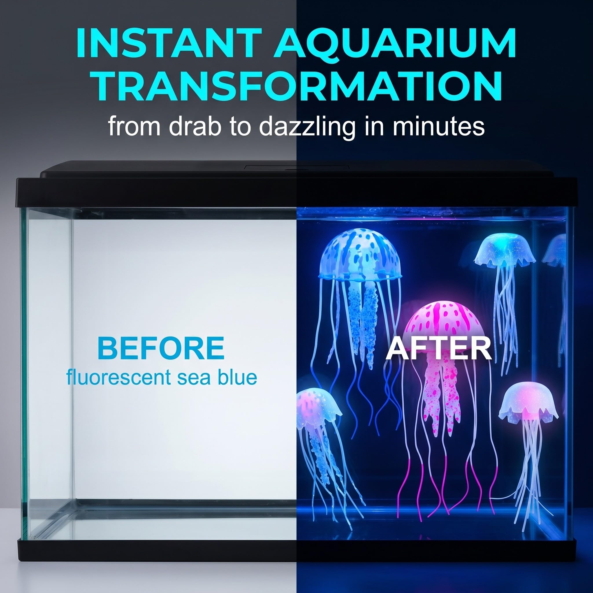 Meduse Artificiali per Acquario, Decorazioni Fluorescenti in Silicone Morbido, 4 Pezzi 2 Medie e 2 Piccole