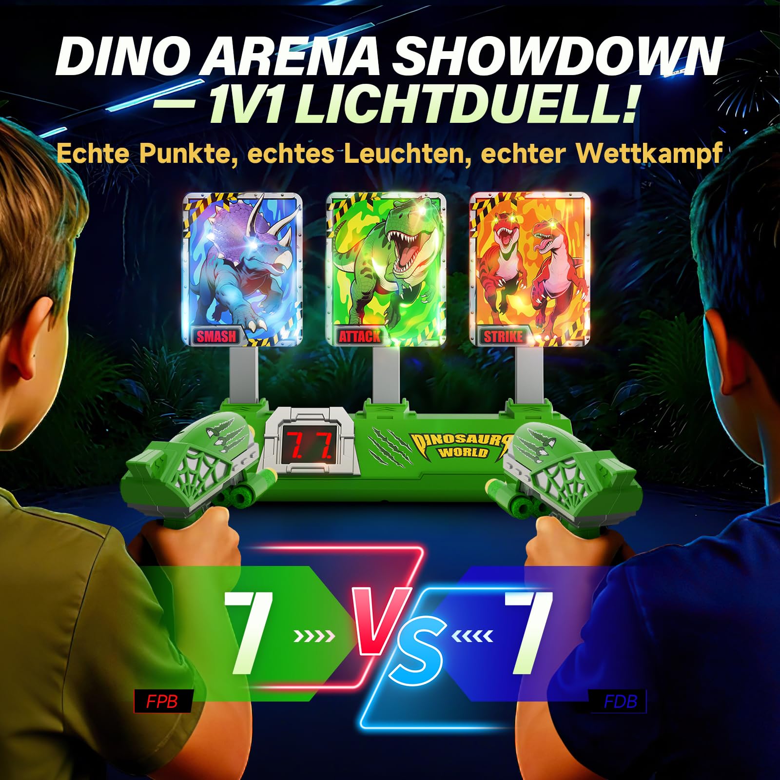 Dinosaurier Spielzeug ab 3-12 Jahre Jungen, Leuchtend Elektrisch Digitale Zielscheibe mit Pistole, Geschenk Junge 4 5 6 9 7 8 9 Jahre Dino Kinderspielzeug Outdoor Garten Spiele Geburtstag Geschenke