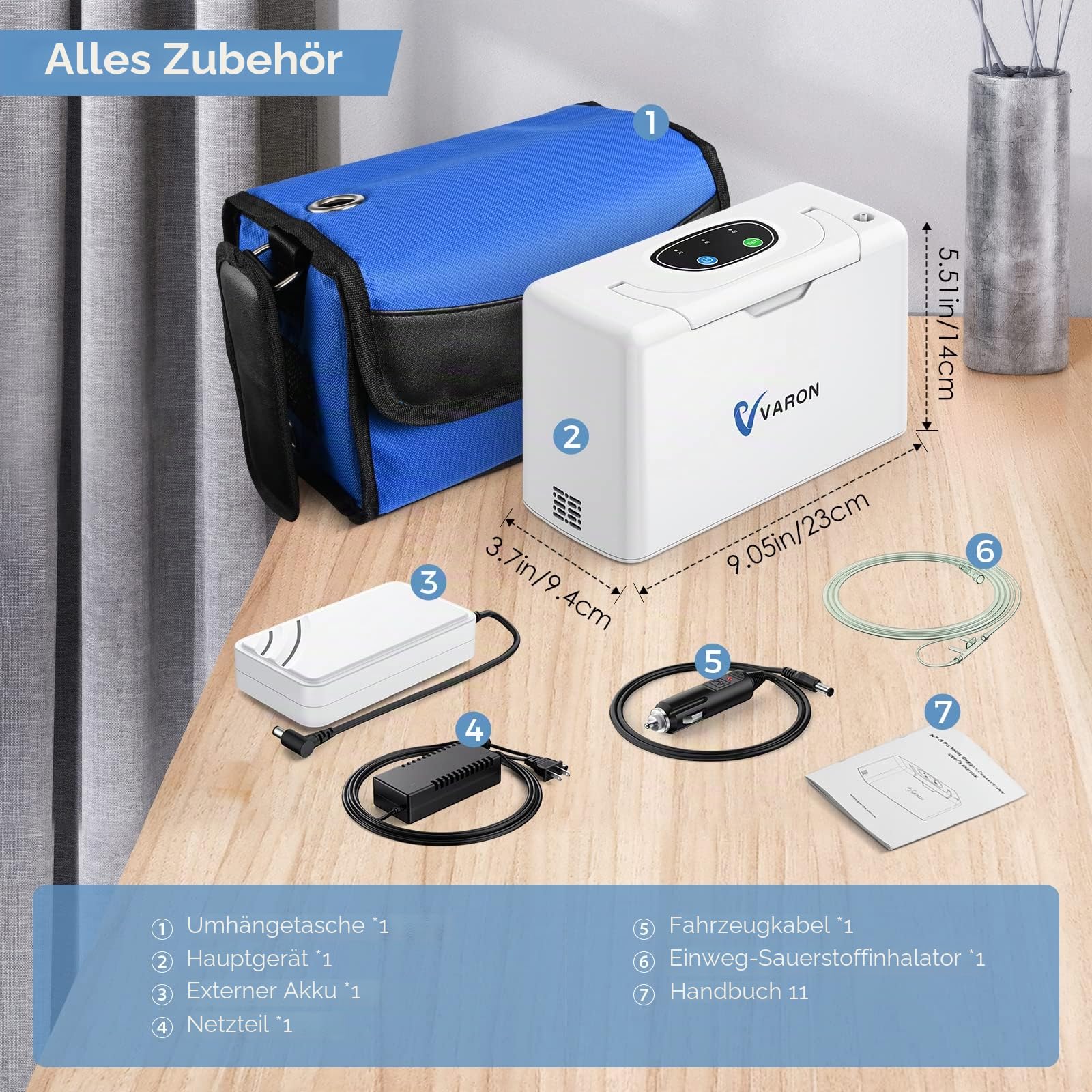 Tragbarer Sauerstoffkonzentrator,33% Sauerstoffkonzentrator mit Akku, 3 l/min Sauerstoffgerät für unterwegs, Dauerbetrieb für 2-2.5 Stunden, Sauerstoffmaschine für Zuhause und Reiseautos