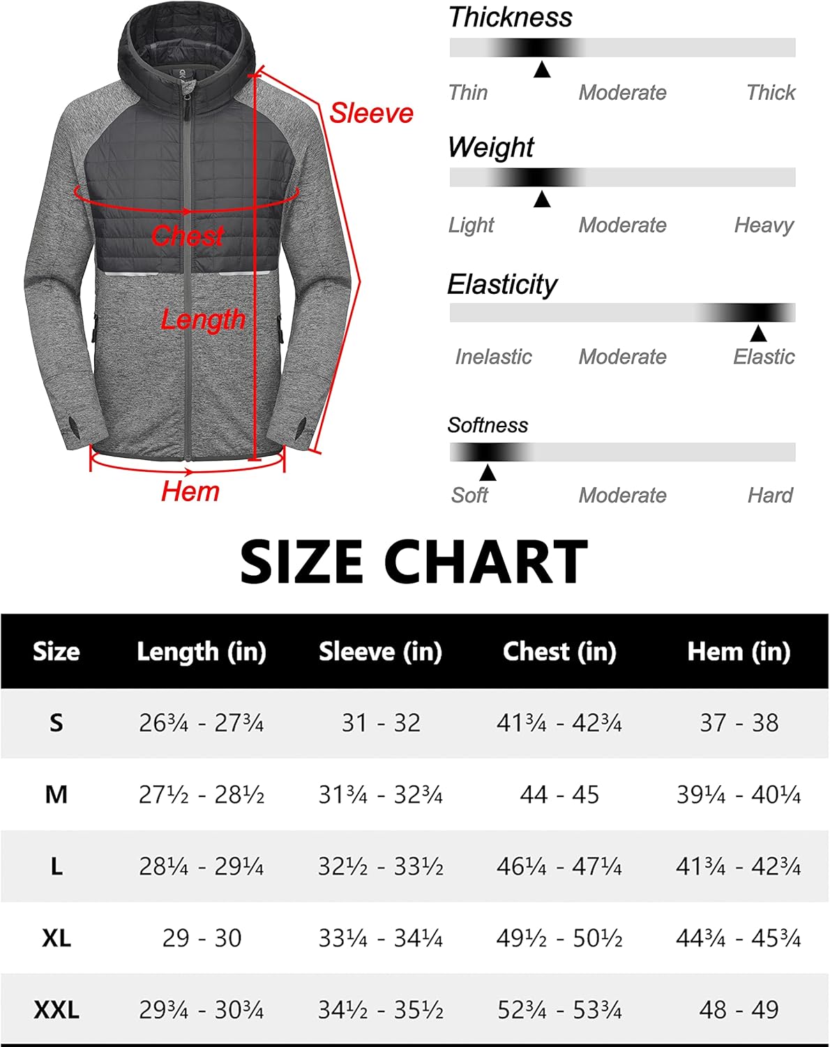 Little Donkey Andy Men's Insulated Full-Zip Running Shirts Thermal Hybrid Jacket Long Sleeve Quick Dry Sportswear : Clothing, Shoes & Jewelry
