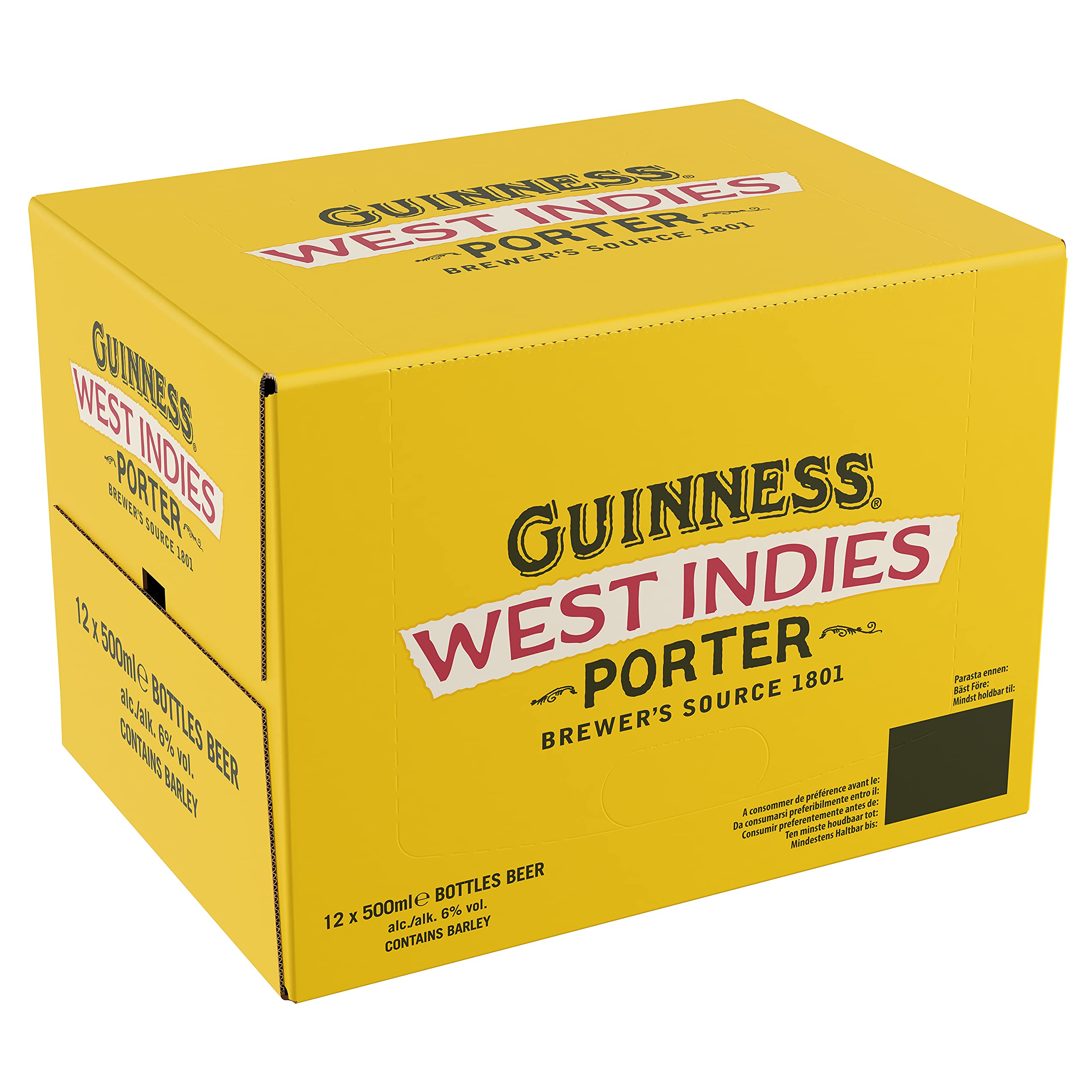 Guinness West Indies Porter Birra, Bottiglia - Pacco da 12 x 500 ml
