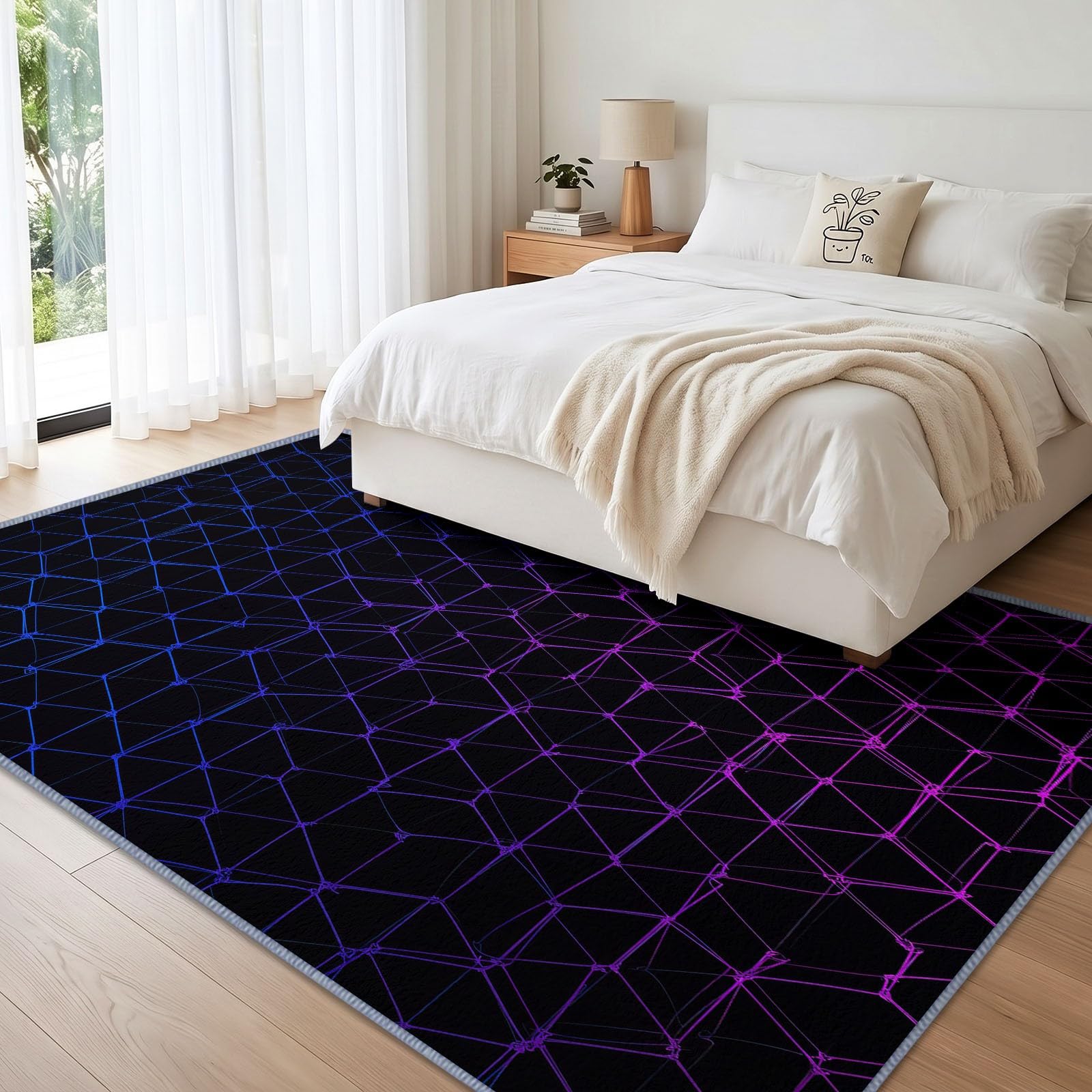 Geometrie 3D-Sechseckgitter Waschbar Teppich 100 x 160 cm