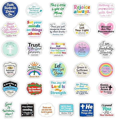 Miniatura 5 de 50 calcomanías inspiradoras de fe, impermeables, para botella de agua, laptop, Kindle, álbum de recortes, maletas, monopatín, MacBook, calcomanías