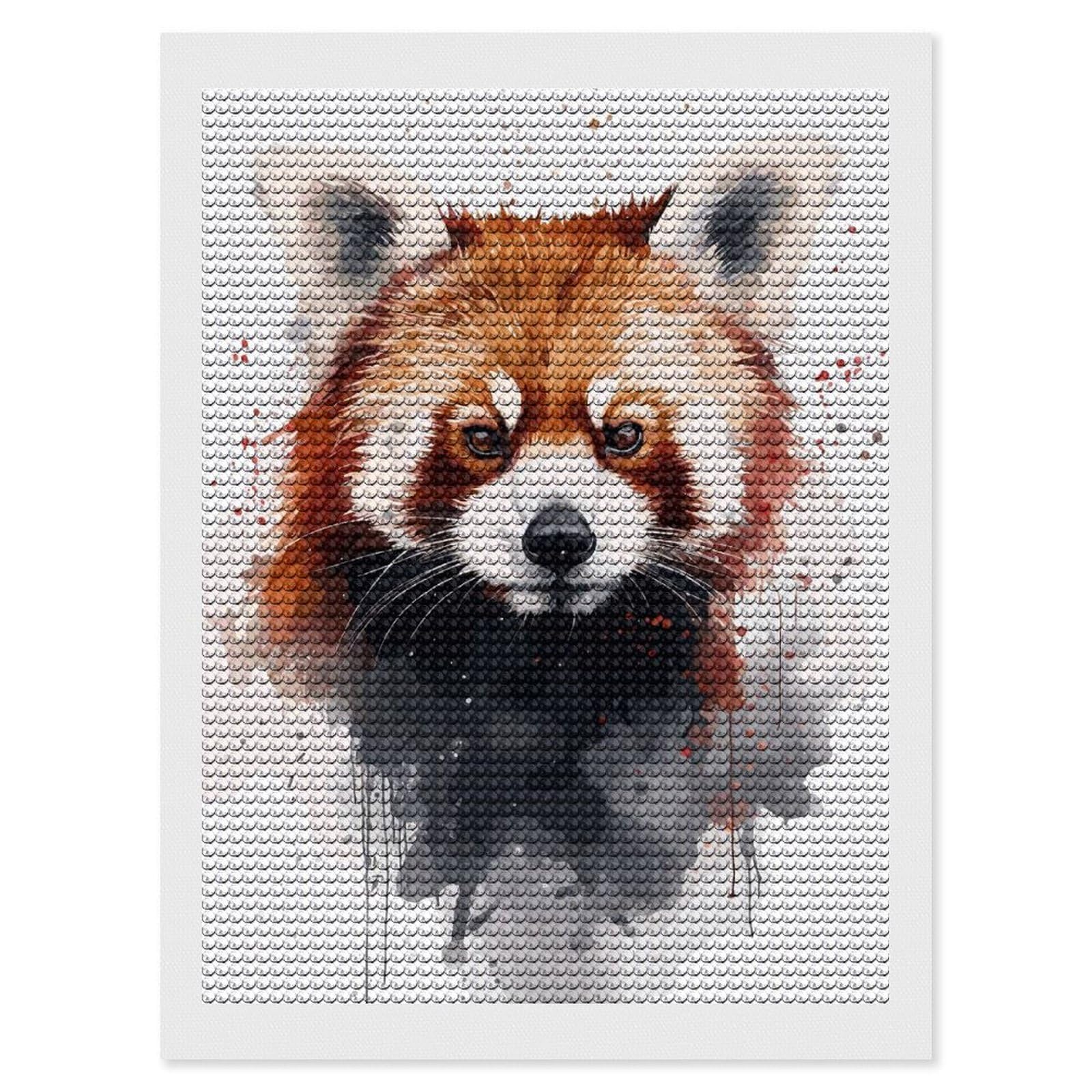 Junmoney Red Panda Watercolor Portrait Diamond Painting Set 12"x16", Modern Decor, for Beginners, Printed Canvas, Thoughtful Handmade Gift, with Tool Kit