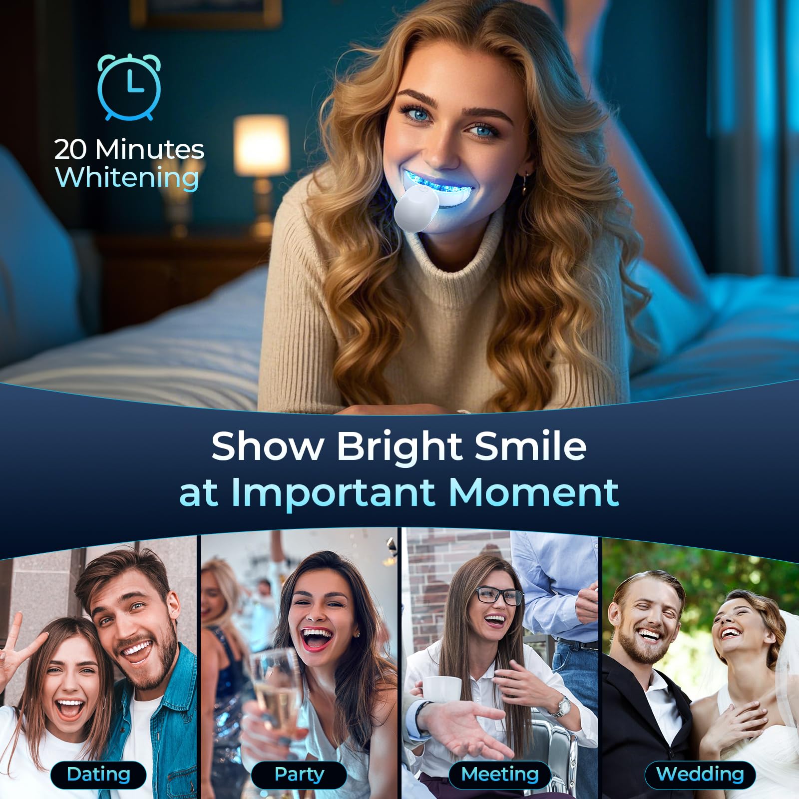 Kit Sbiancante Denti Professionale Sbiancamento Denti - TeethBliss kit sbiancante denti con Lampada LED 32X Elimina le Macchie 3 Gel Sbiancante Denti Sicuro per lo Smalto
