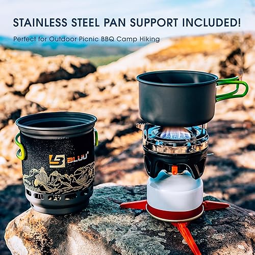 Miniatura 5 de BLUU GEMINI - Estufa de propano 2 en 1 para mochilero, quemador portátil de gas para campamento al aire libre con kit de sistema de cocción de olla