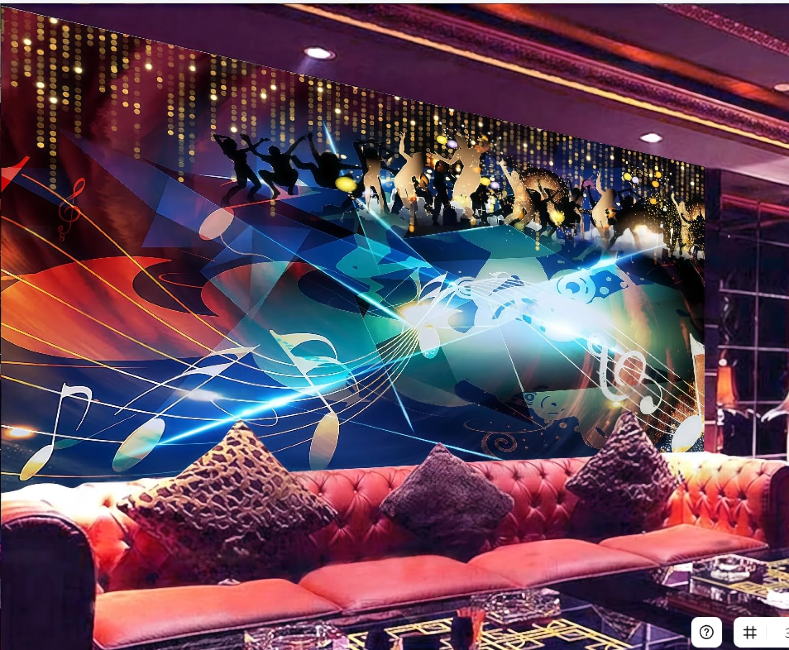 Rskjdghshd 3D Wallpaper Fashion Cool Streamer Nightclub Dancing Music Theme Bar Western Restaurant Background Wall Mural Afternoon Tea Coffee Shop Wallpaper,,250X175cm
