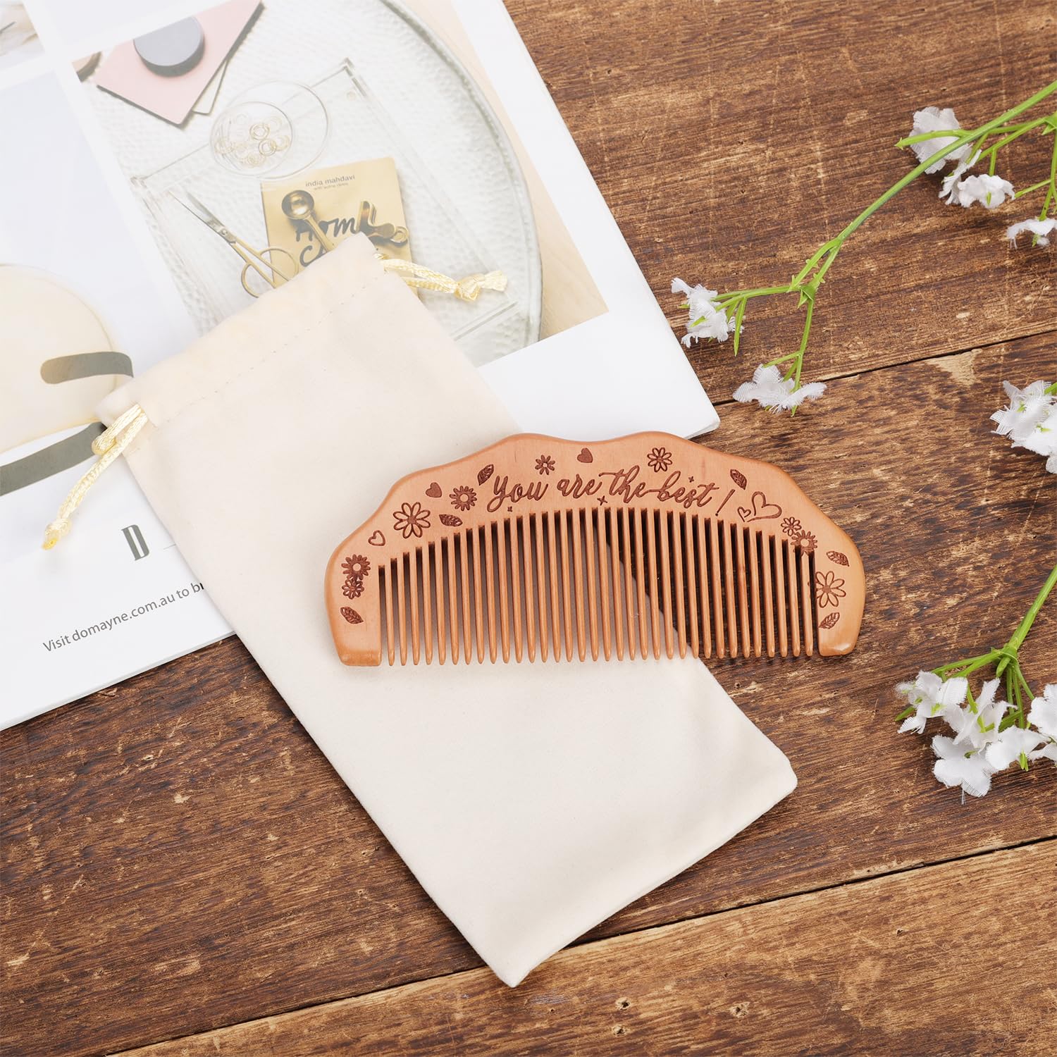 Birthing Comb for Labor Pain: Wooden Birth Comb with Affirmation Gifts for Expectant Mothers, wood color - Image 4