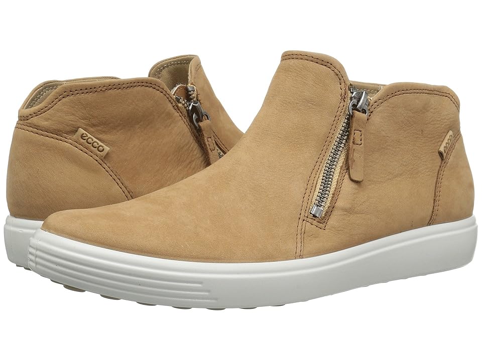 

ECCO Soft 7 Low Cut Zip Bootie (Cashmere Cow Nubuck) Women's Shoes, Brown