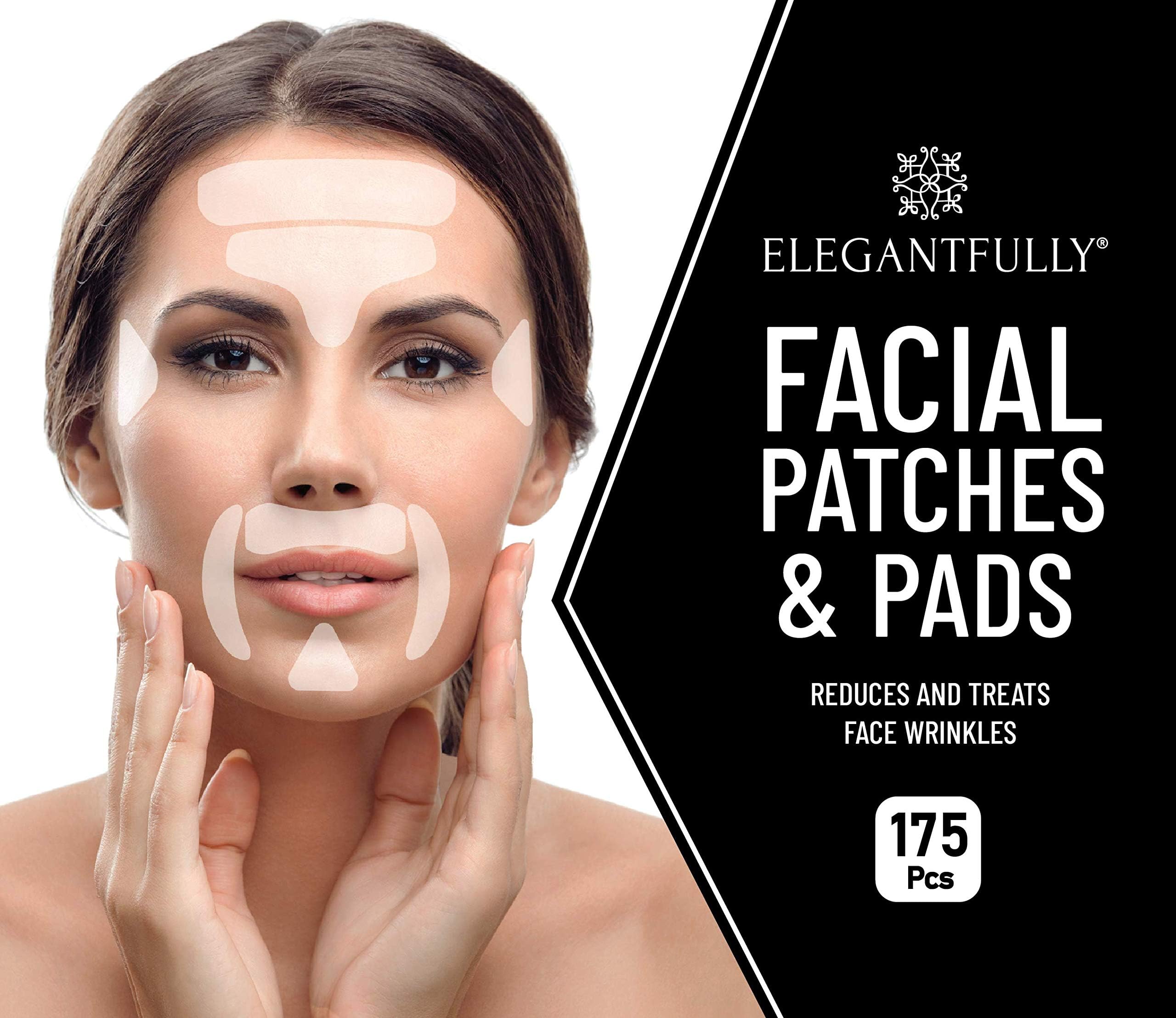 Elegantfully Facial Patches and Pads - 175- Piece Anti-Wrinkle Face Combo Pack - Helps Prevent and Manage Wrinkles, Furrow, Laugh Lines, Crow's Feet - Non-Invasive Anti-Aging Kit for Men and Women