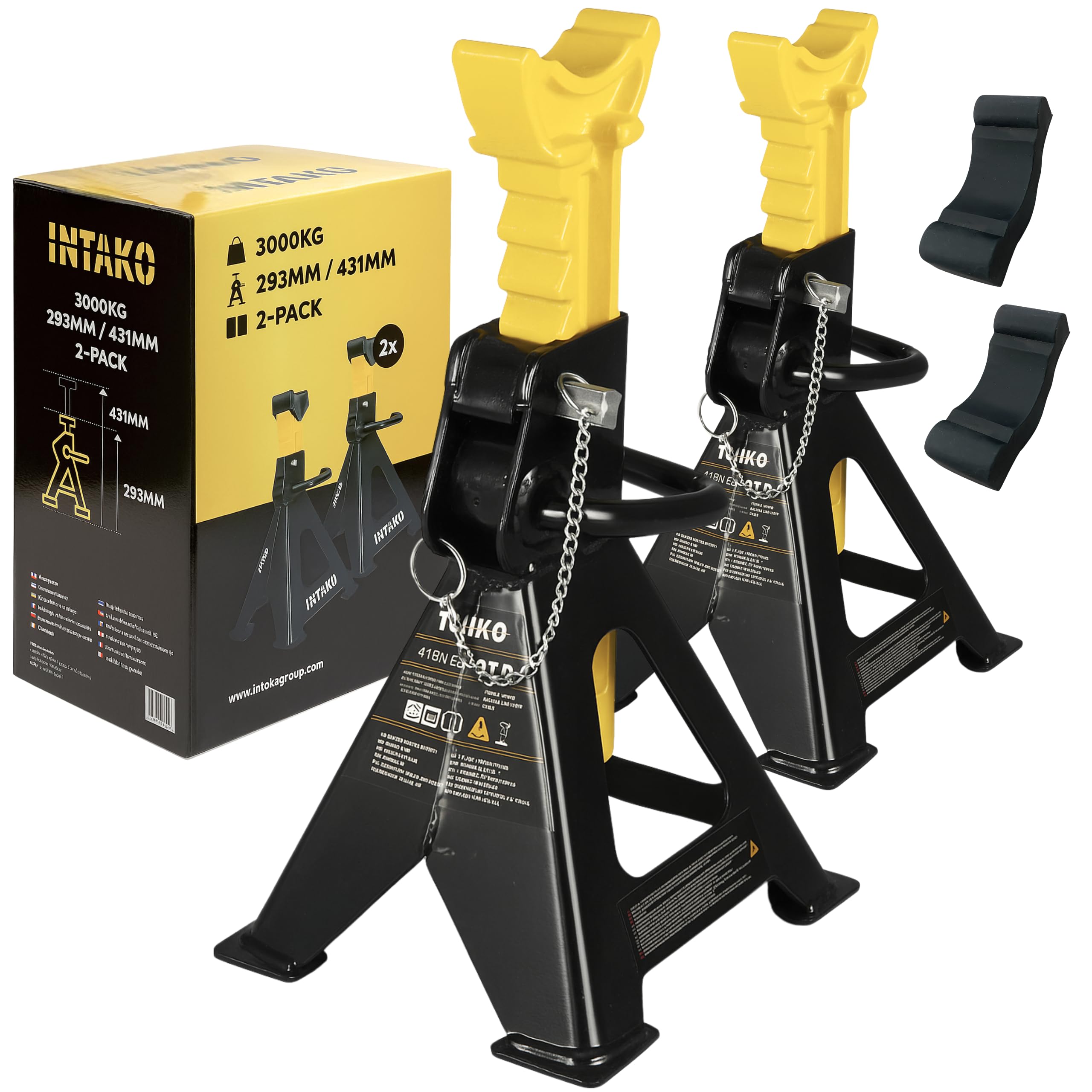 Cavalletti per auto 3T con gomma - set da 2 pezzi - Tuv G resistente per officina