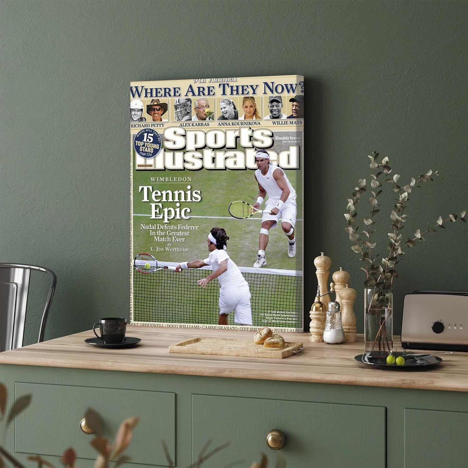 GADGETS WRAP Canvas Gallery Wrap Framed for Home Office Studio Living Room Decoration (11x17inch) - Spain Rafael Nadal And Switzerland Roger Federer