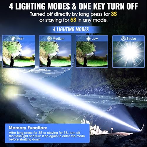 Miniatura 4 de Linternas tácticas recargables, mini linterna LED USB-C pequeña de alto lúmenes, luz flash EDC compacta, 4 modos y función de memoria, luces de