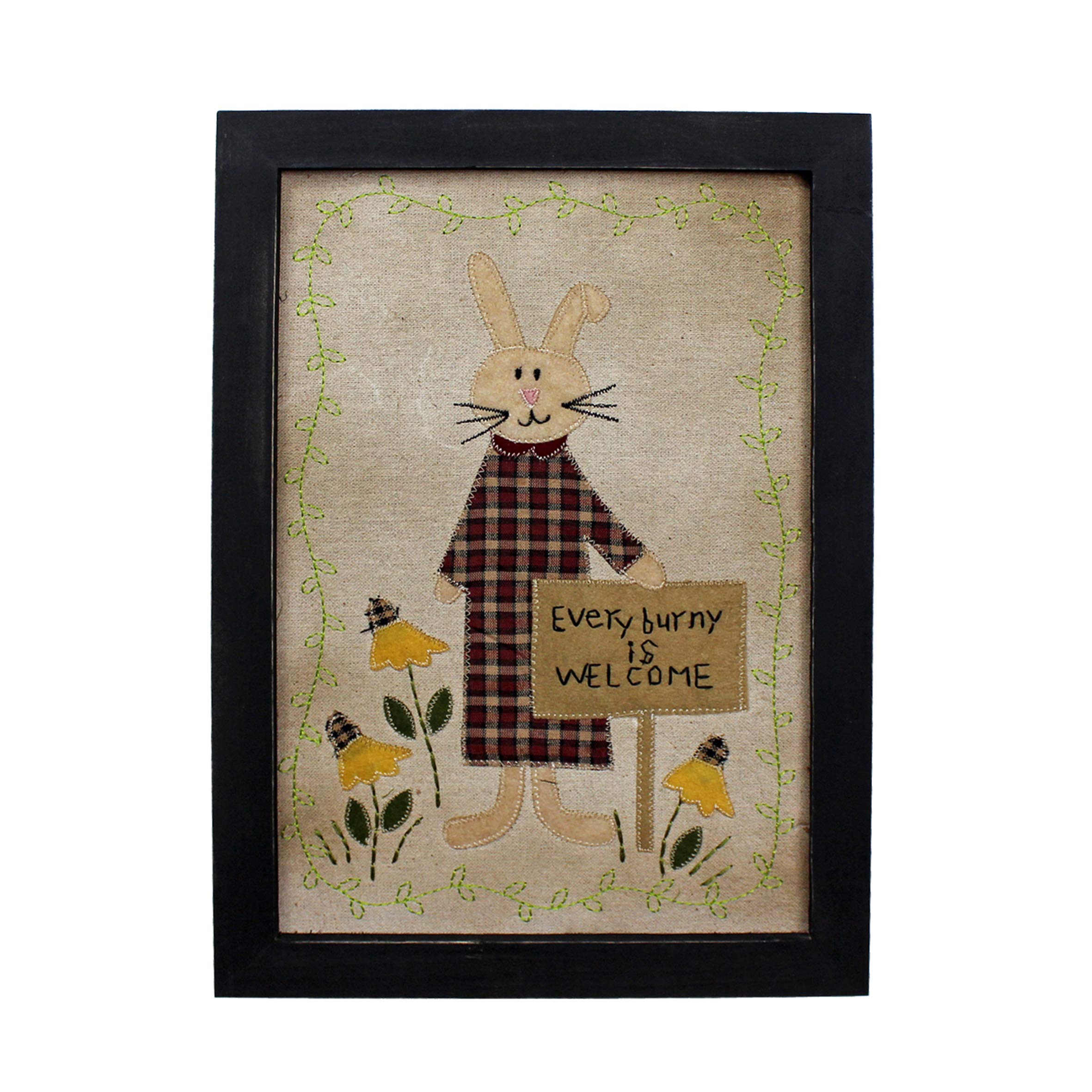 Every bunny is Welcome Stitchery decoración de pared vintage pasillo rústico CVHOMEDECO 24x34 cm 8
