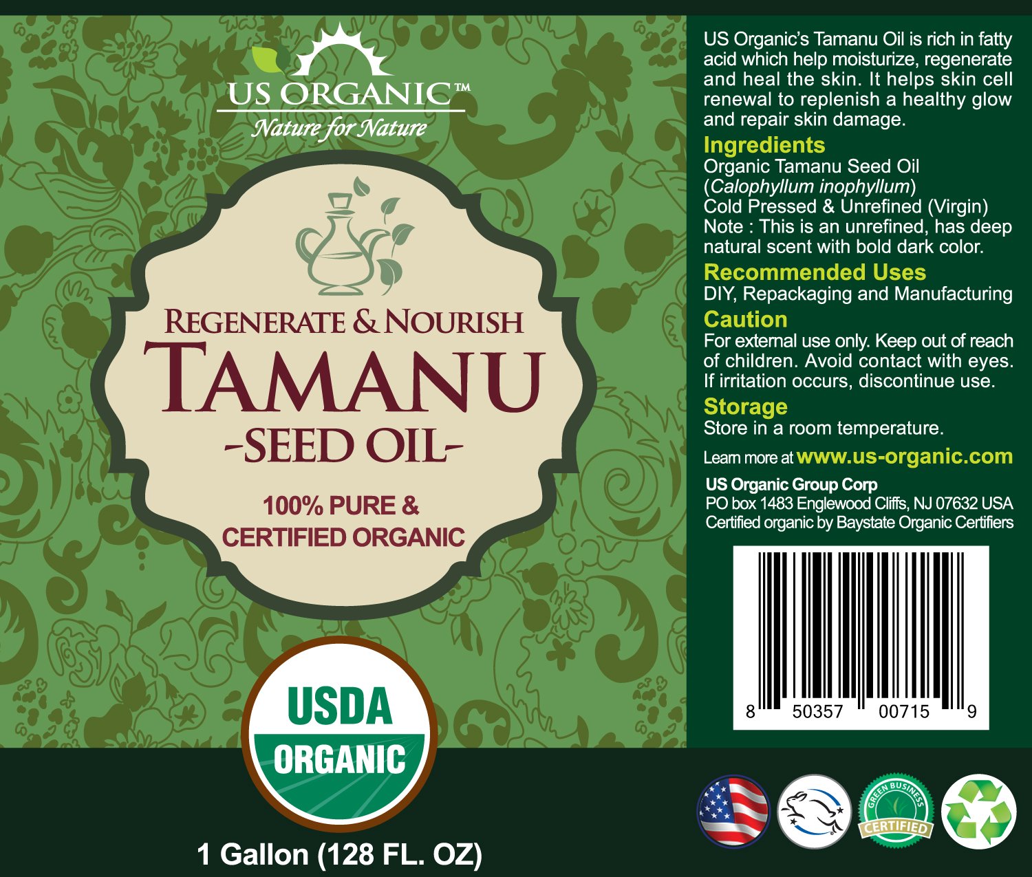 Amazon.com: US Organic Tamanu Oil Bulk pack, USDA Organic, 100
