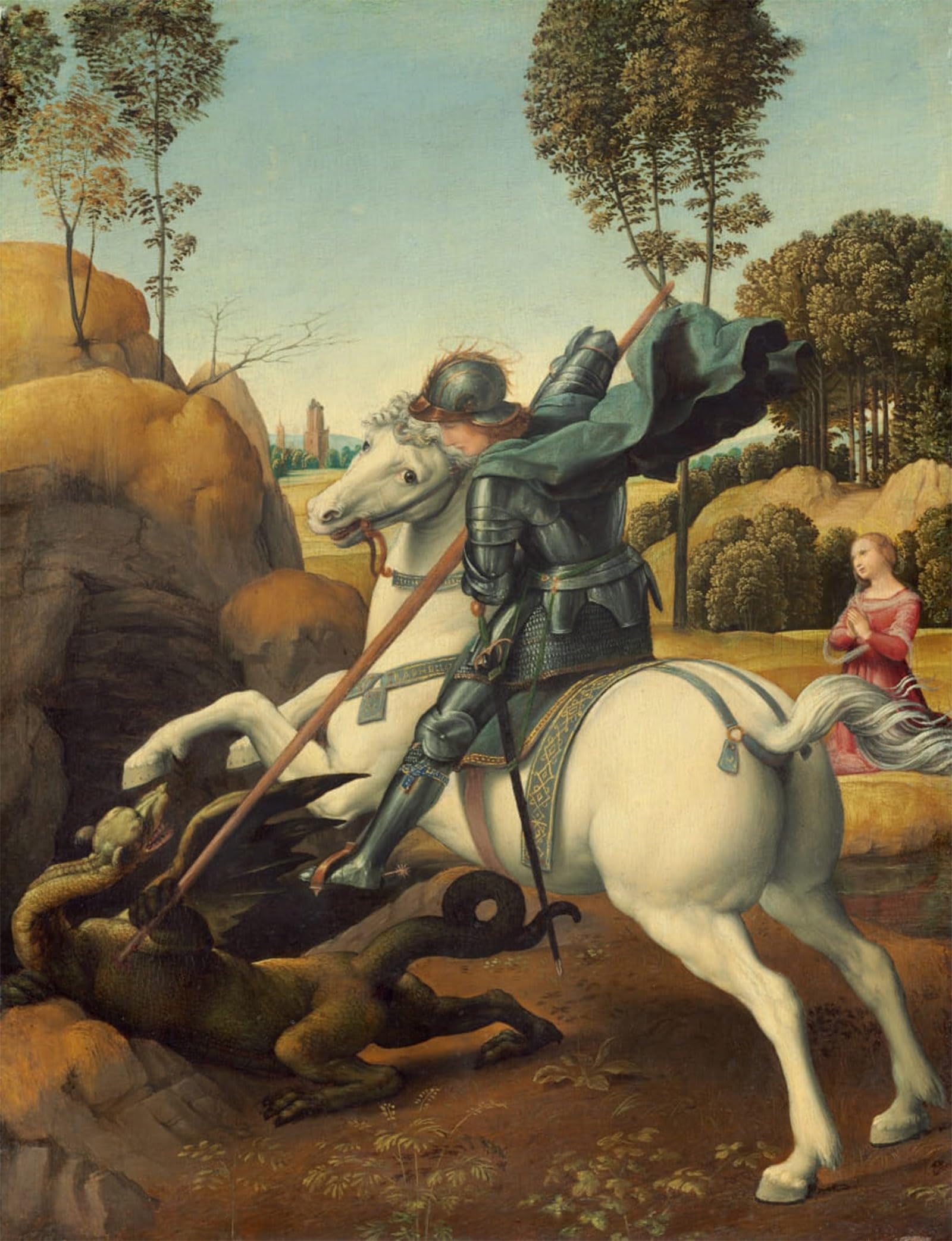 POSTERIIk Vintage Art Print Images Pictures Print Saint George and the Dragon by Raphael Modern Colour Posters for Office Home Decor 60x90cm