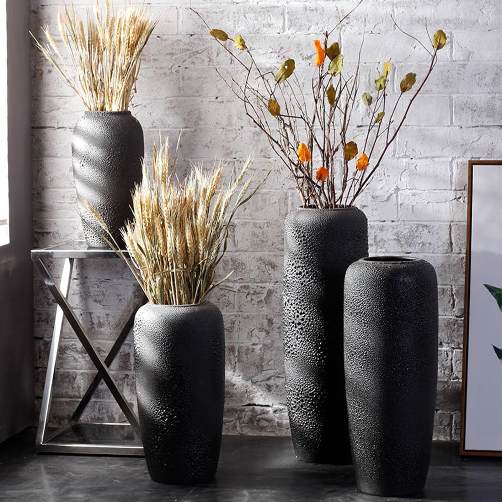 Schwarze Keramikvase Rechteckig 17,8 Cm – Moderne Deko Für Blumen, Pampasgras & Wohnaccessoires