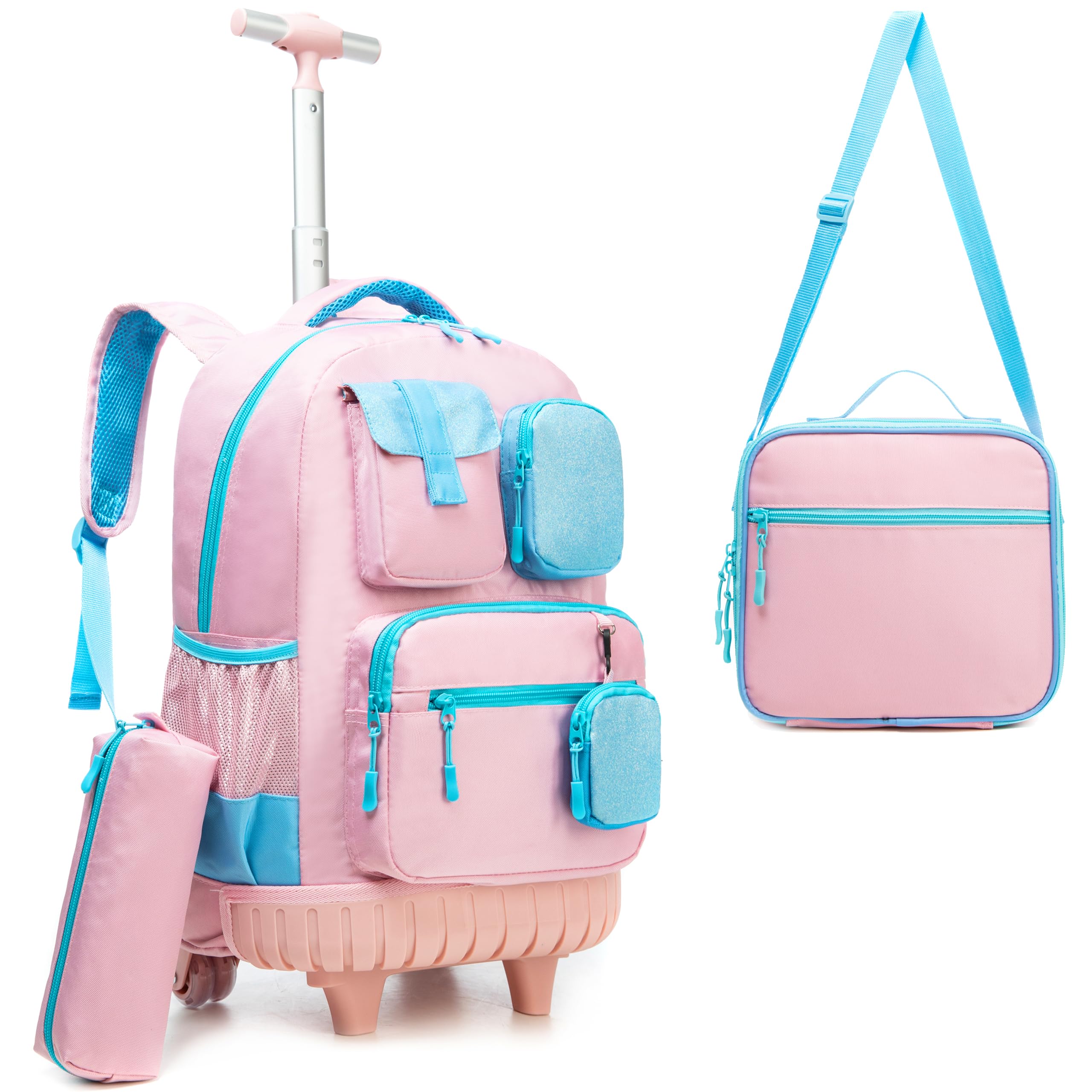 HTgroce Rosa Mochila Ruedas Niño Mochila Escolar Con Ruedas Mochilas Escolares Con Ruedas Primaria Curso Mochila Ruedas Niño 8 años