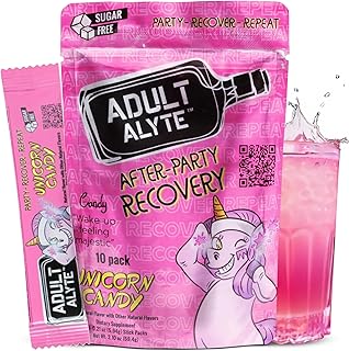 After Alcohol Aid Wellness Vitamins I Restore Better Mornings I Dihydromyricetin DHM & B Vitamins Complex I Antioxidants Supplement and Liver Support I 10 Powder Stick Drink Packets I Unicorn Candy