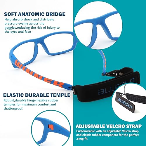 Miniatura 5 de BLUE CUT Gafas de protección deportiva, lentes antiniebla, gafas de seguridad para baloncesto y deportes al aire libre
