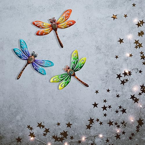 Miniatura 5 de wotieuns Decoración de pared de libélula metálica, arte de pared para valla de jardín, decoración de pared al aire libre, decoración de arte al aire
