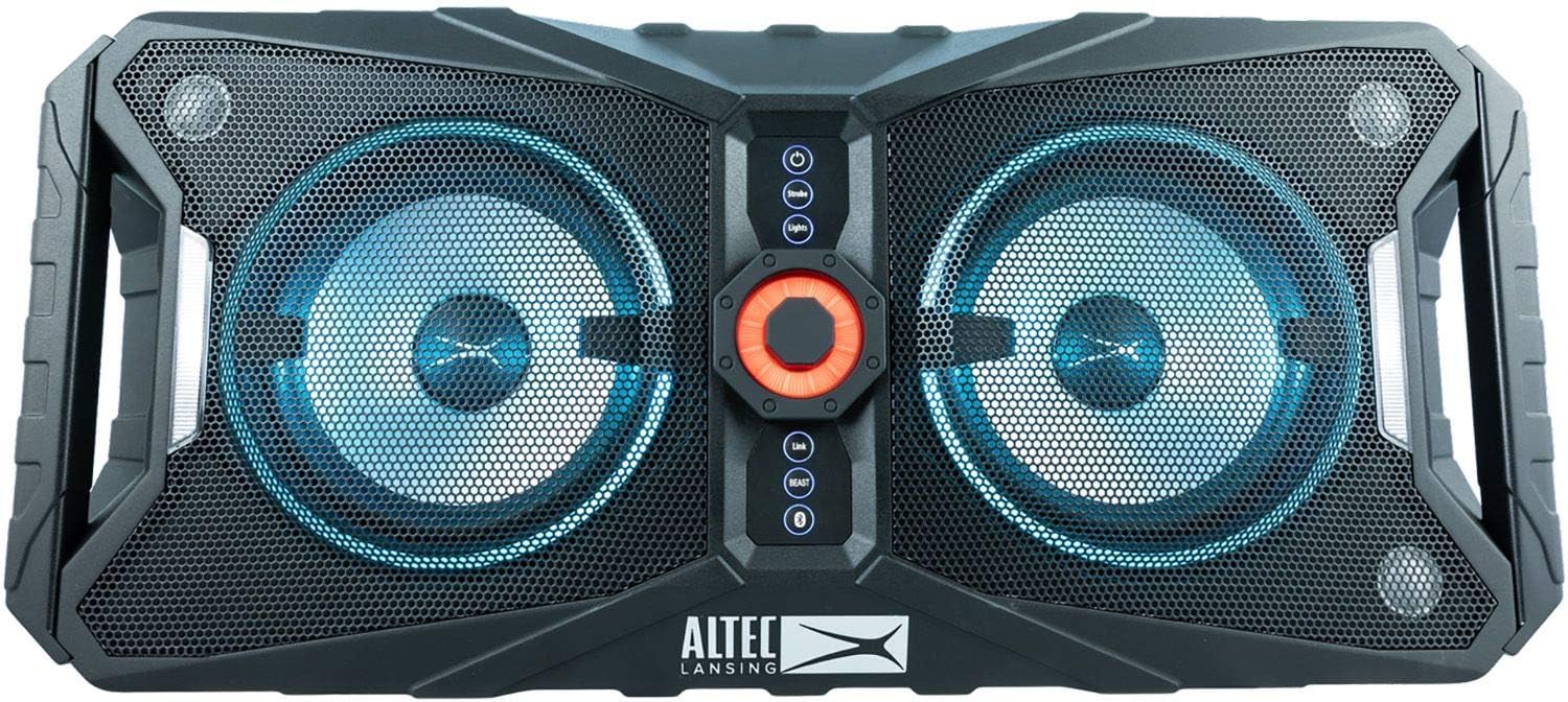Altec Lansing ALP-XP800 Xpedition 8 Portable Waterproof Wireless Bluetooth Indoor or Outdoor Speaker with Multi-Colored LED Light Show, Stereo Pairing, Everything Proof