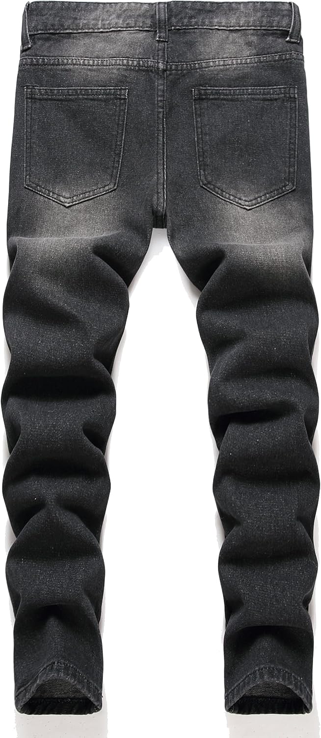 Boy's Ripped Jeans Stacked Skinny Fit Destroyed Distressed Fashion Comfy Denim Jeans Pants - Image 3