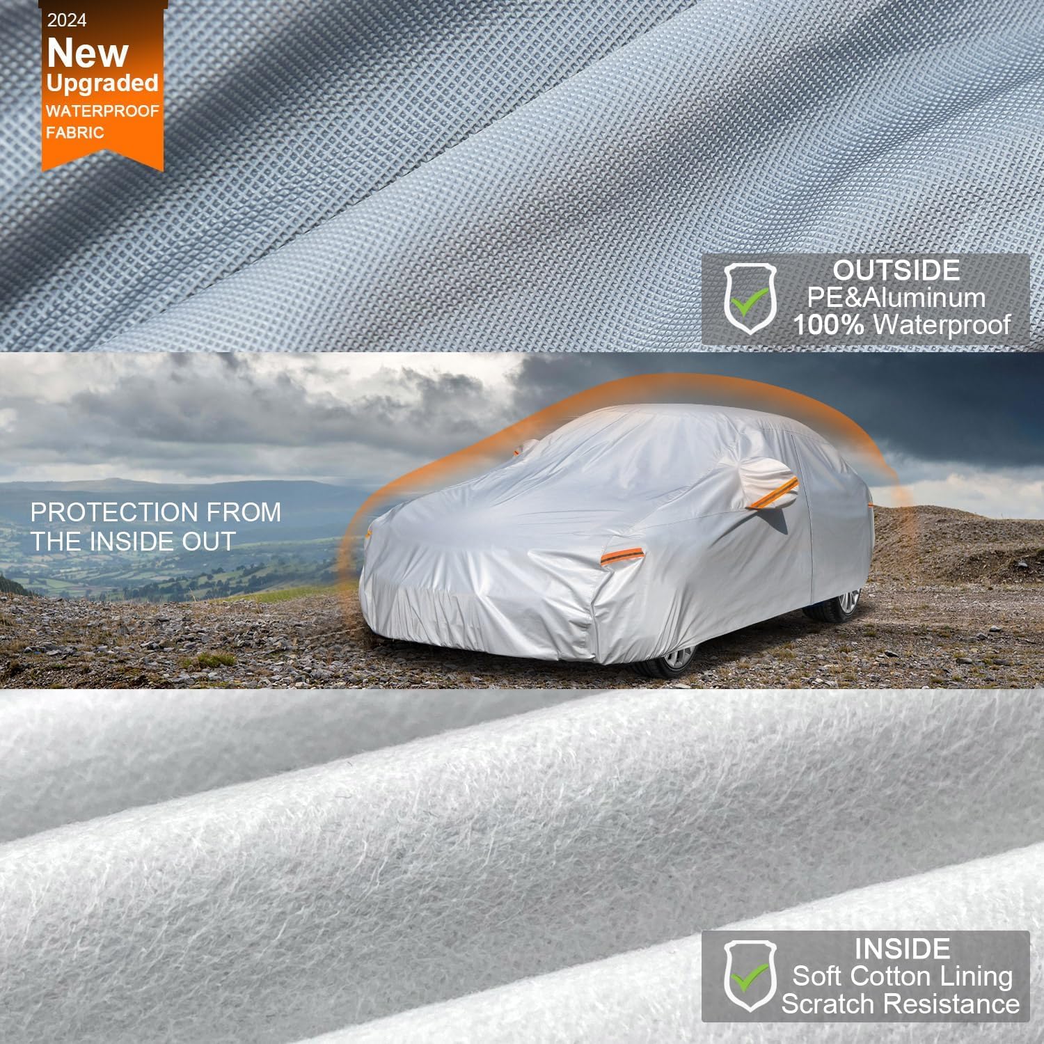 Kayme Funda Coche Exterior, Compatibles con Audi A5 (2009-2025), Cubierta para Coche Impermeable Transpirable Anti-UV Antipolvo de 6 Capas, Cubre Coche con Cremallera y Forro de Algodón. — view 2