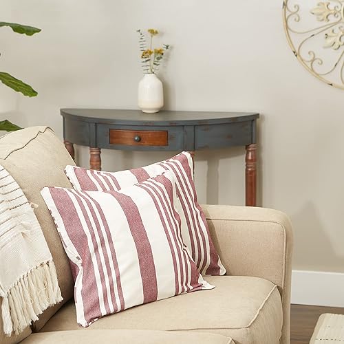 Miniatura 77 de DII Colección de fundas de almohada, algodón reciclado, cremallera oculta, 18x18, rayas cambray, azul brillante, 2 piezas