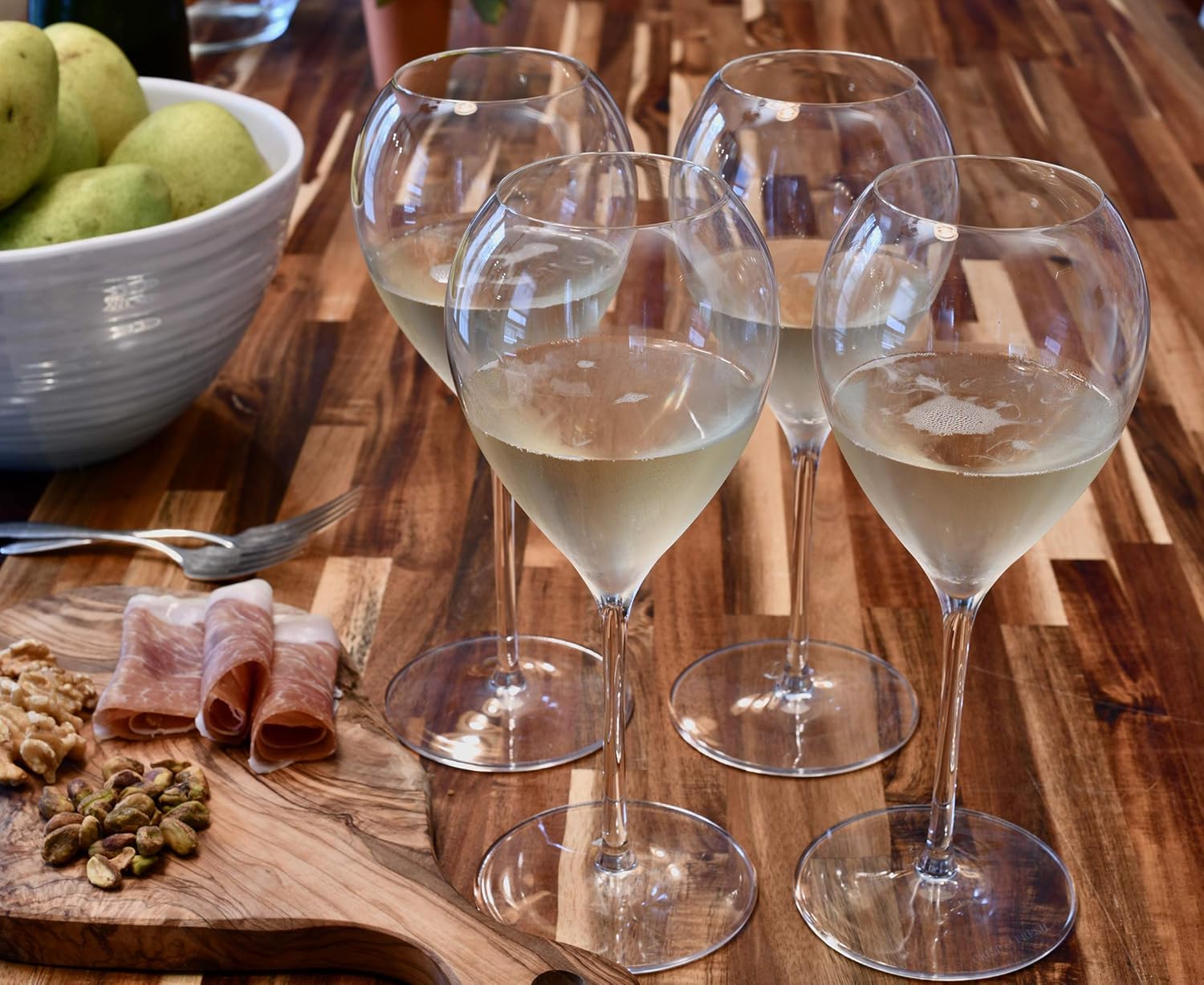 ONEIDA Flavor First, Crisp & Fresh, Set of 4, Crystal Wine Glasses by Karen MacNeil, Designed for Champagne, Rosé, and White Wines